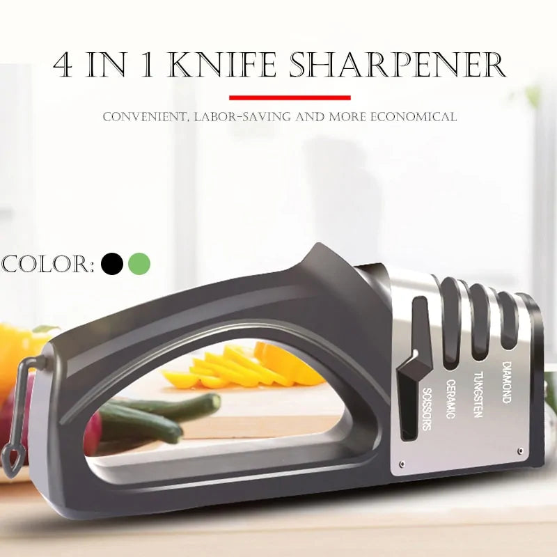 Manual 4 in 1 Knife Sharpener, 1 Count Manual Knife Sharpener, Professional Chef's Kitchen Knife Accessories, Kitchen Blade & Scissors