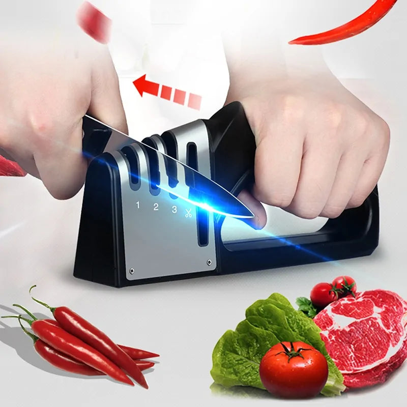 Manual 4 in 1 Knife Sharpener, 1 Count Manual Knife Sharpener, Professional Chef's Kitchen Knife Accessories, Kitchen Blade & Scissors