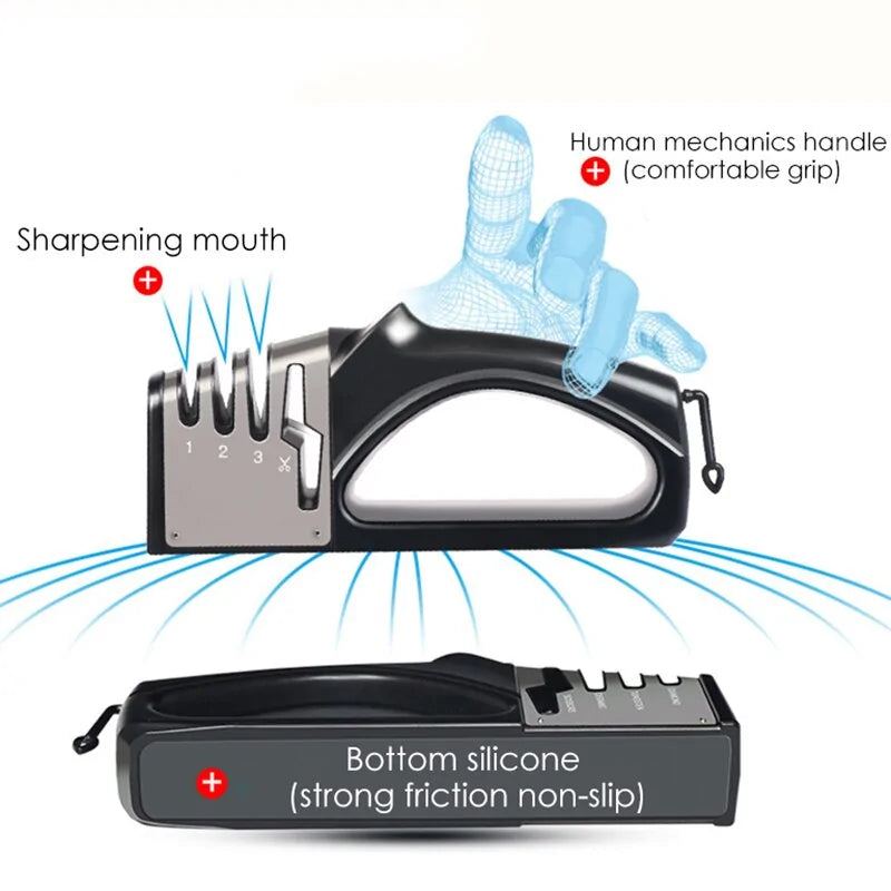 Manual 4 in 1 Knife Sharpener, 1 Count Manual Knife Sharpener, Professional Chef's Kitchen Knife Accessories, Kitchen Blade & Scissors