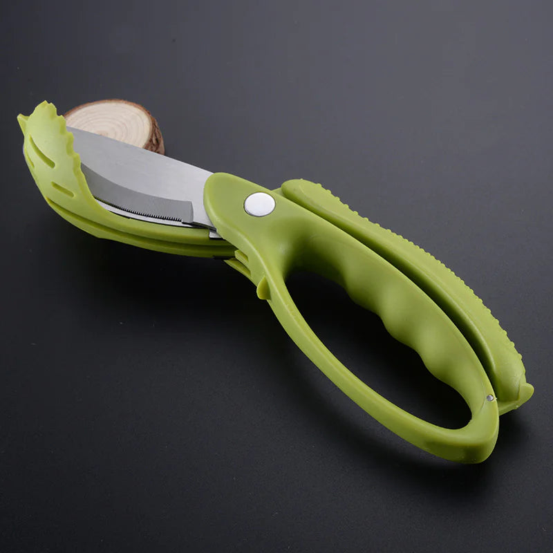 Salad Scissors, Salad Chopper with Double Blades, Lettuce Chopper, Lettuce Scissors for Chopped Salad, Chopped Salad Chopper Tool for Tossing and Chopping in Salad Bowl (Green)