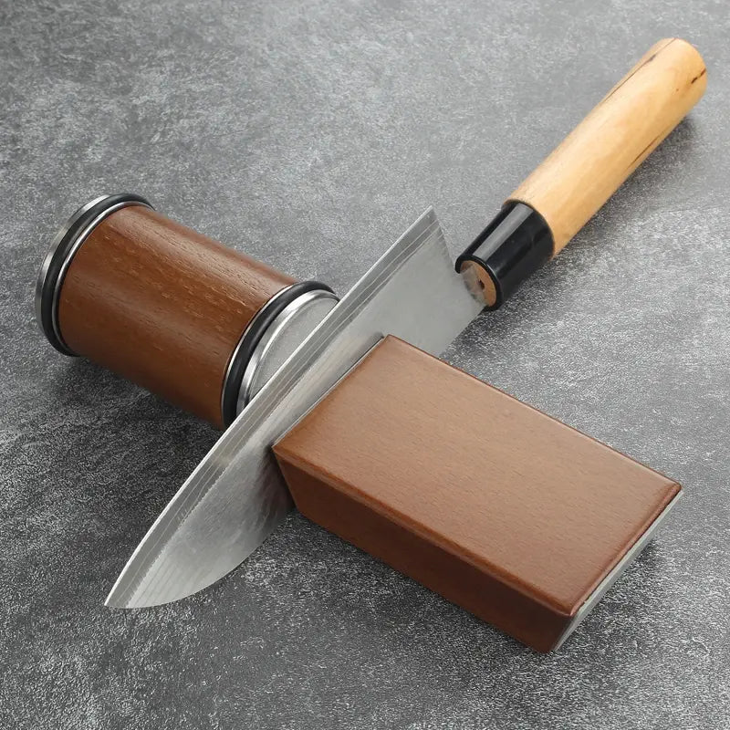 Wooden Rolling Knife Sharpening Tool, 1 Set Knife Sharpening Kit, Knife Sharpener for Kitchen, Kitchen Gadgets, Household Knife Gadgets, Kitchen Accessories, Original Family Home Set